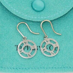 Tiffany & Co. Atlas Circle Dangle Earrings Silver 925 Auth w/Bag #3636